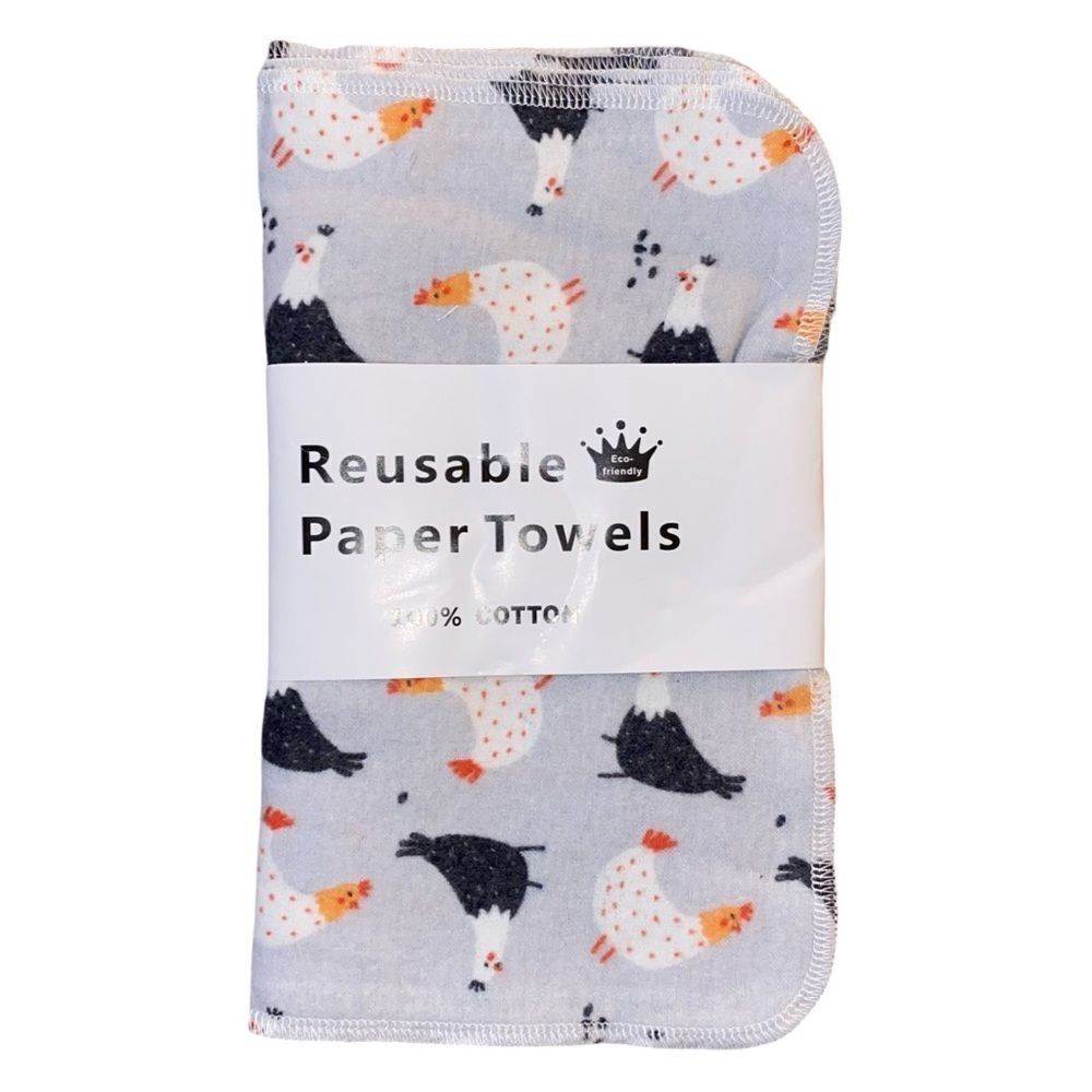 Set of 6 Reusable Cotton Towels Farmhouse Chickens - Picture 2 of 6